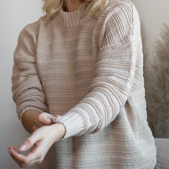 LATTELOVE Co. Knit Crewneck (BCI) Sweater Slouchy Oversize w/ ‘Cool Jade’ Te… - Picture 2 of 13